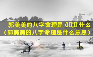 郭美美的八字命理是 🦋 什么（郭美美的八字命理是什么意思）